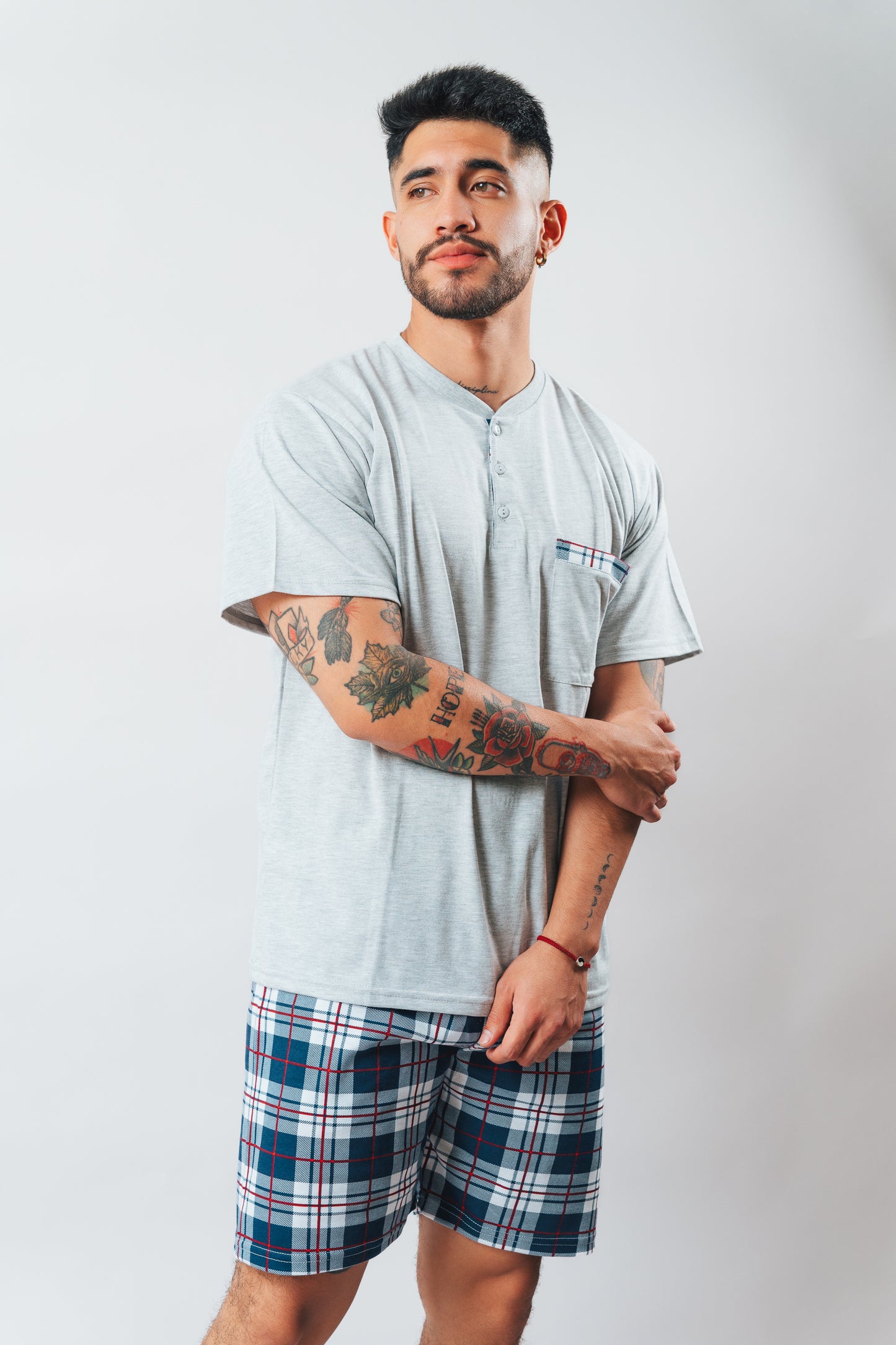Pijama a Cuadros Short + Camiseta