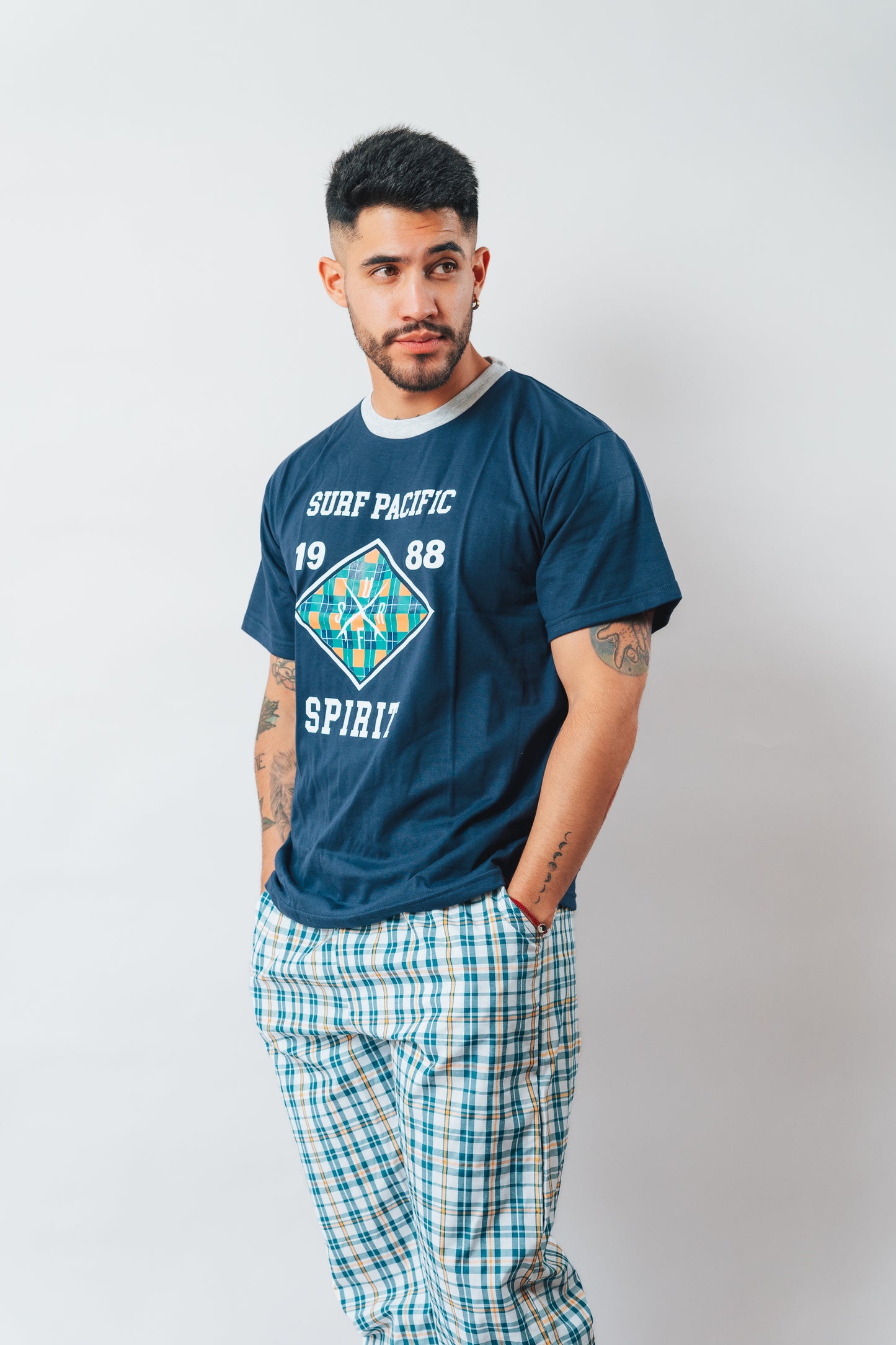 Pijama Manga Corta a Cuadros