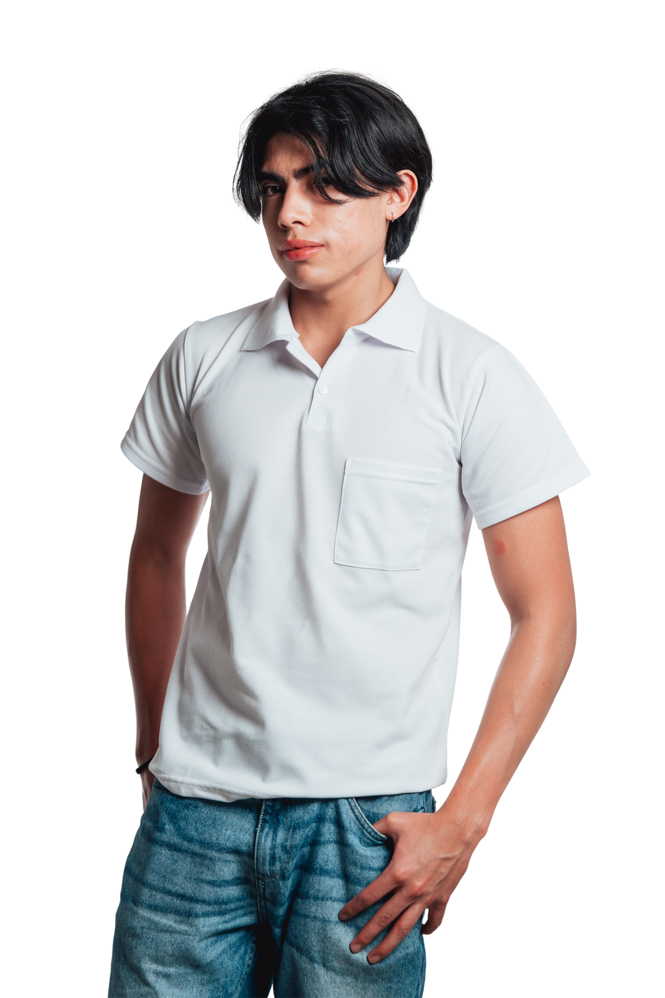 Camiseta unisex blanca cuello polo