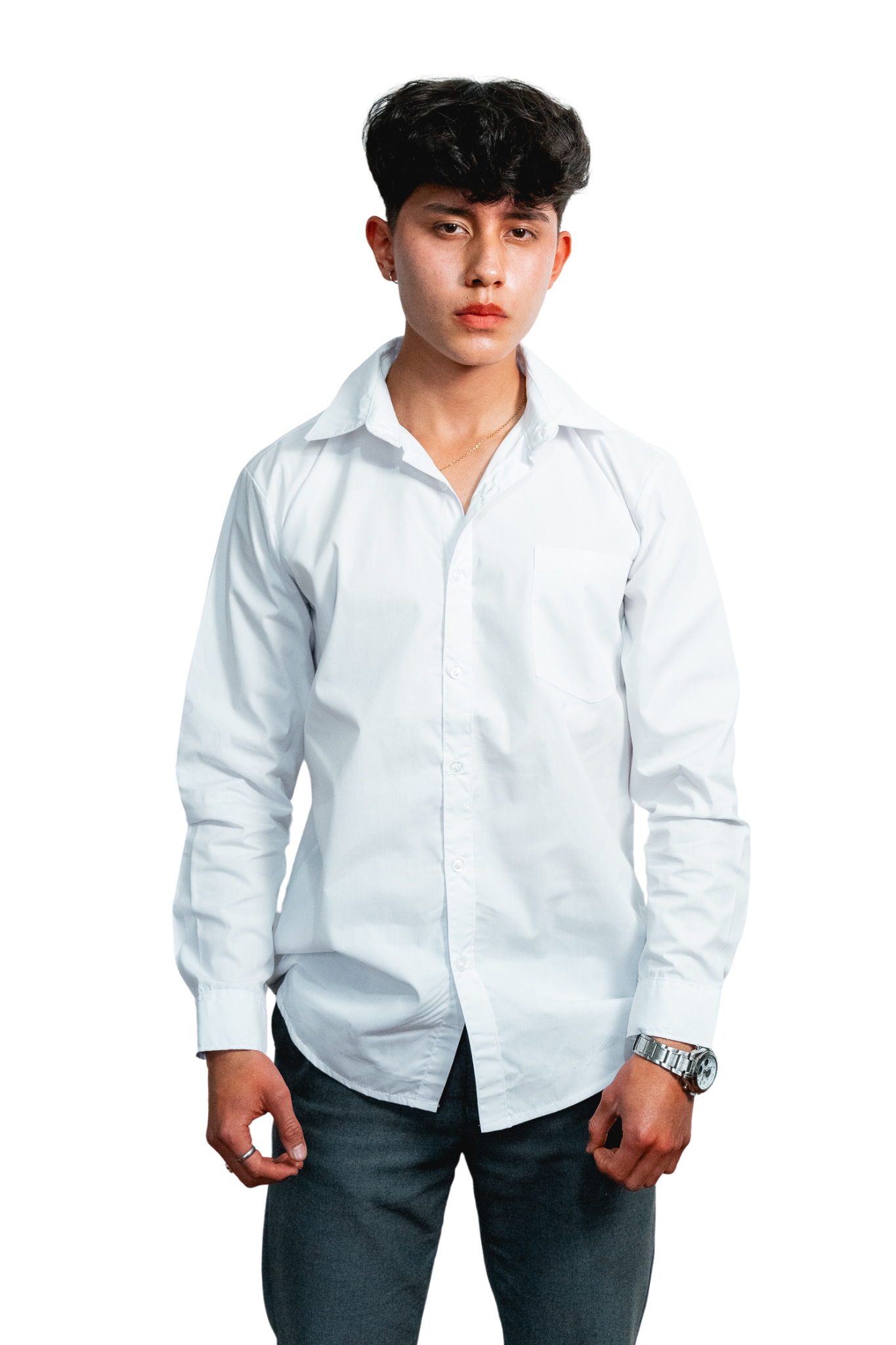 Camisa blanca escolar manga larga