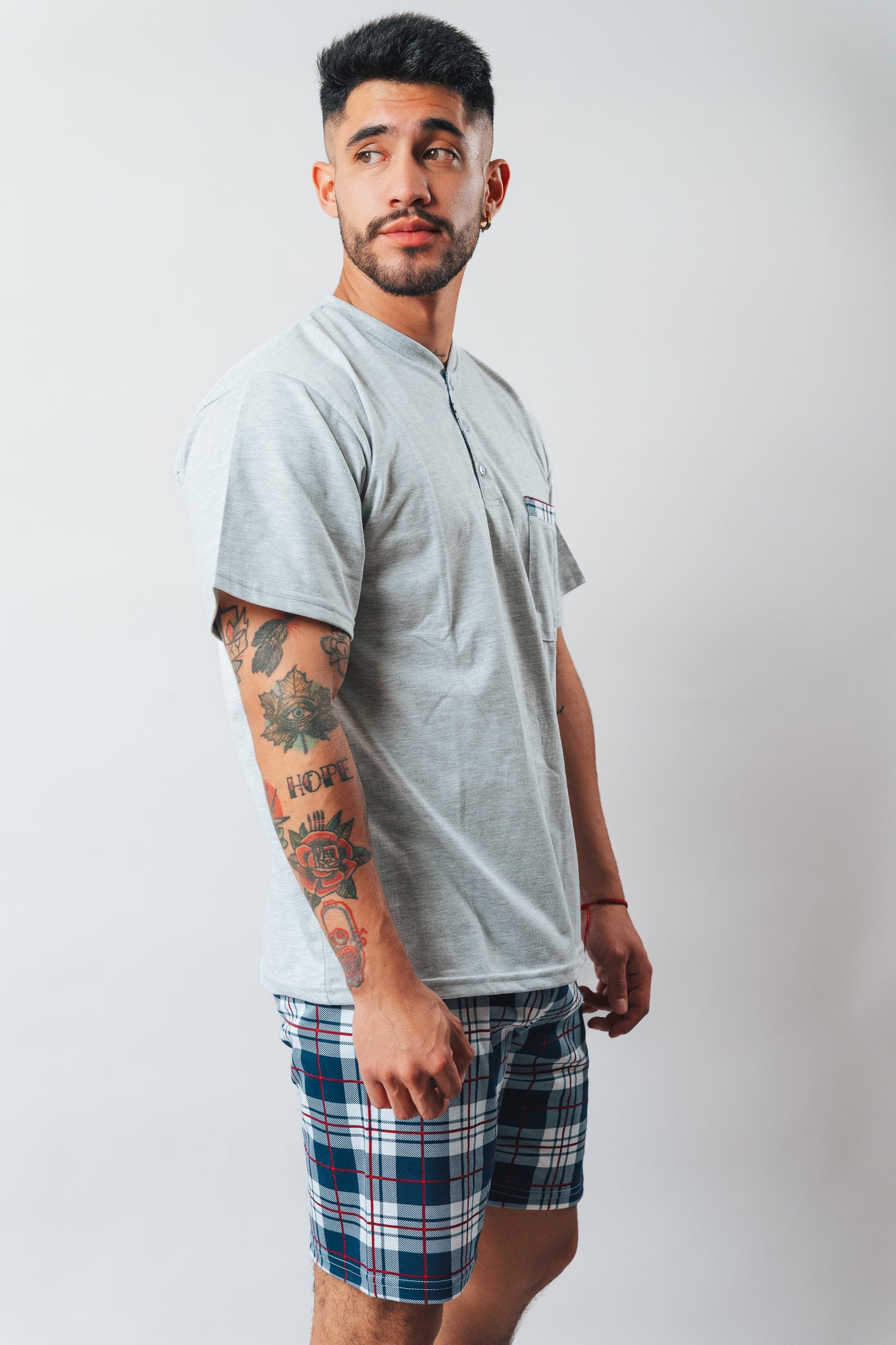 Pijama a Cuadros Short + Camiseta