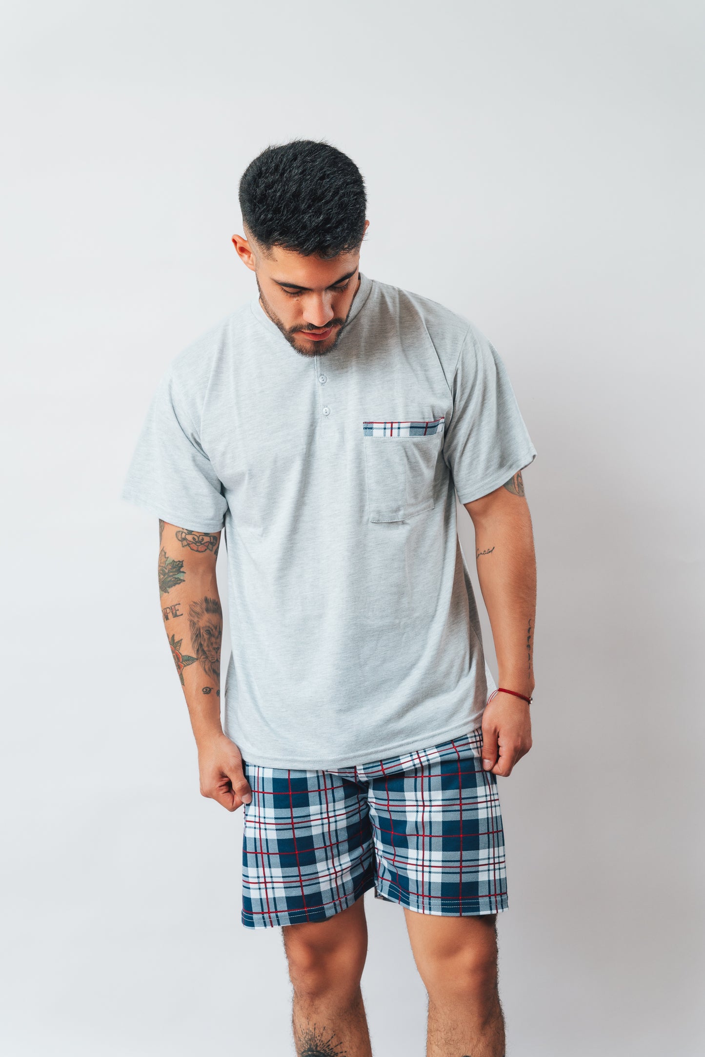 Pijama a Cuadros Short + Camiseta