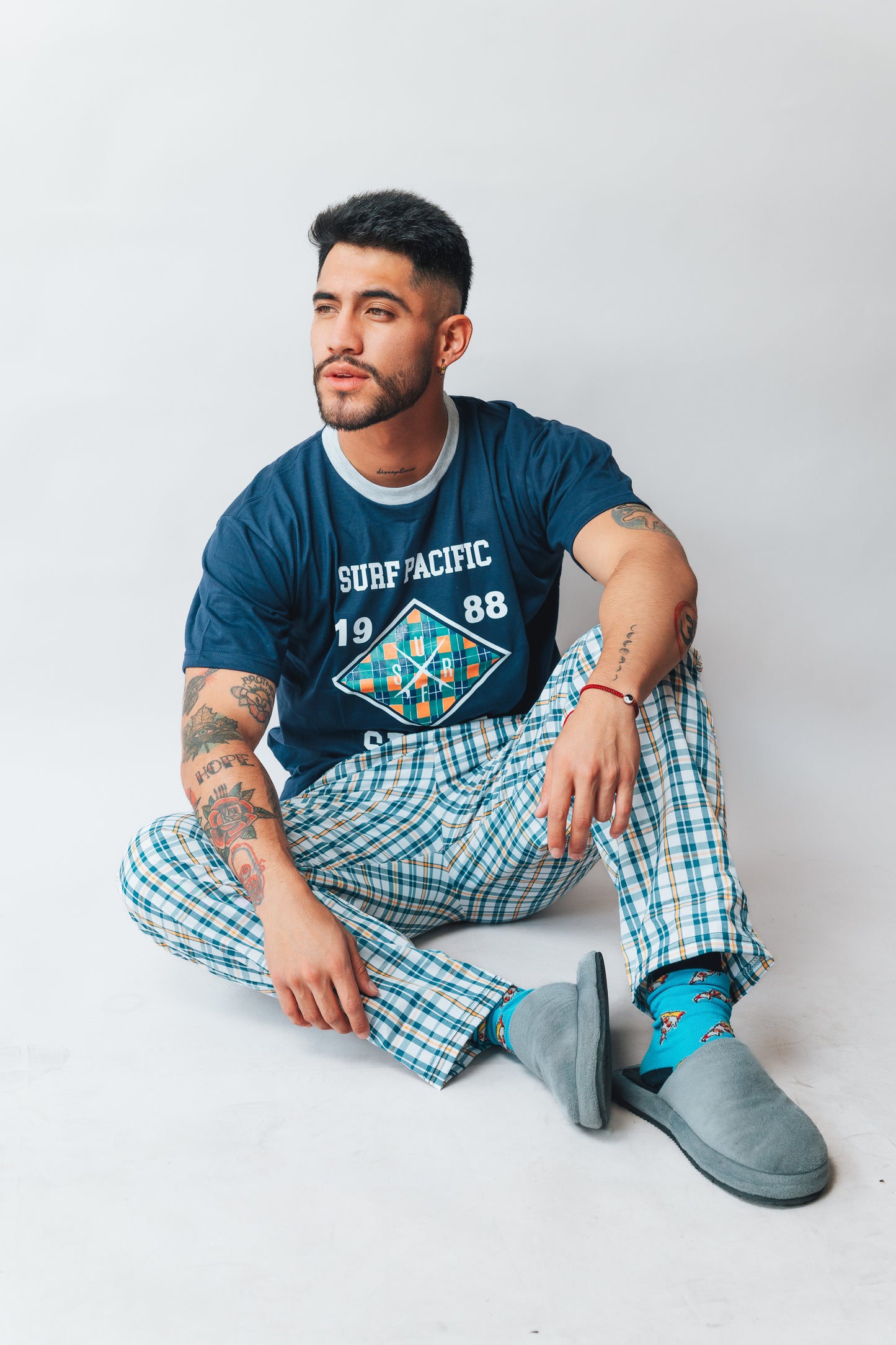 Pijama Manga Corta a Cuadros