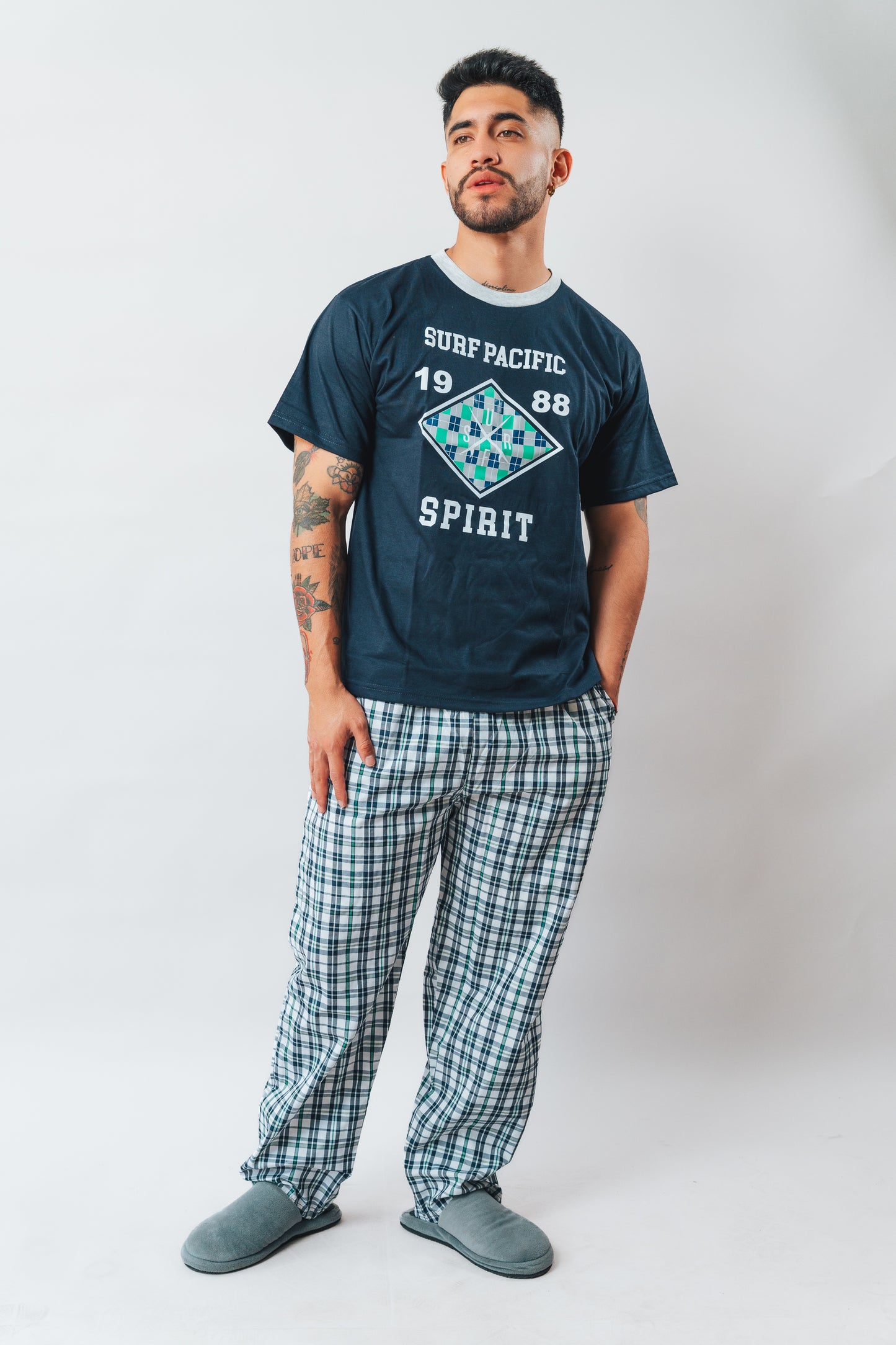 Pijama Manga Corta a Cuadros