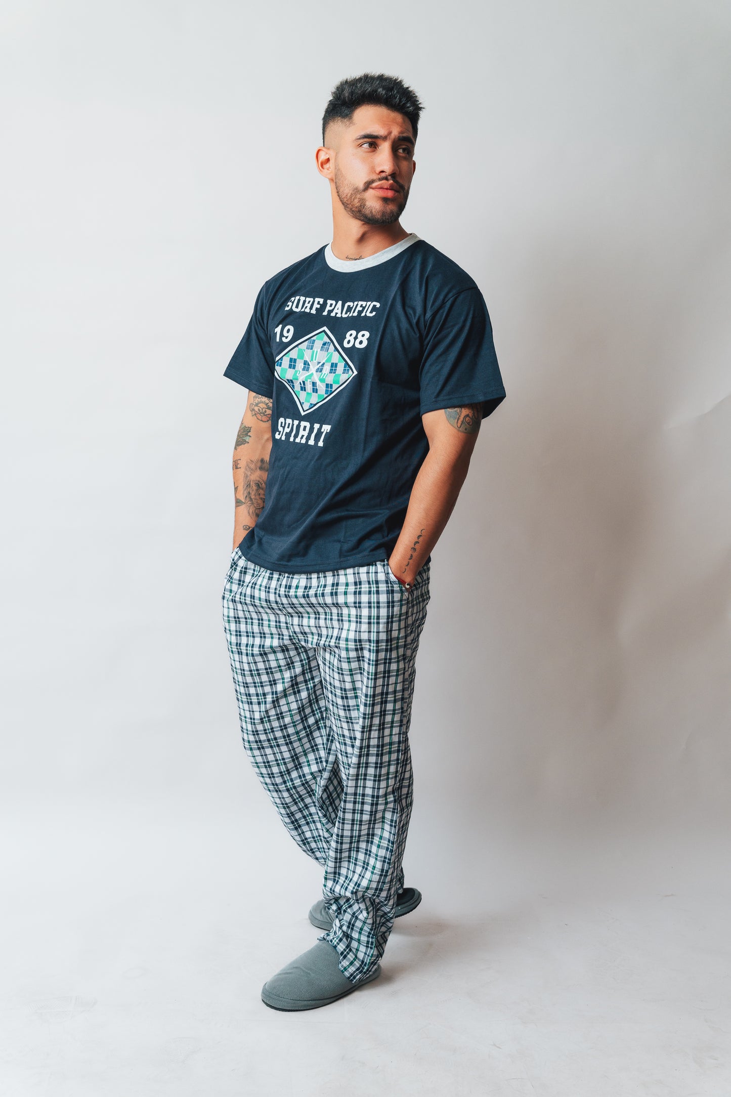 Pijama Manga Corta a Cuadros