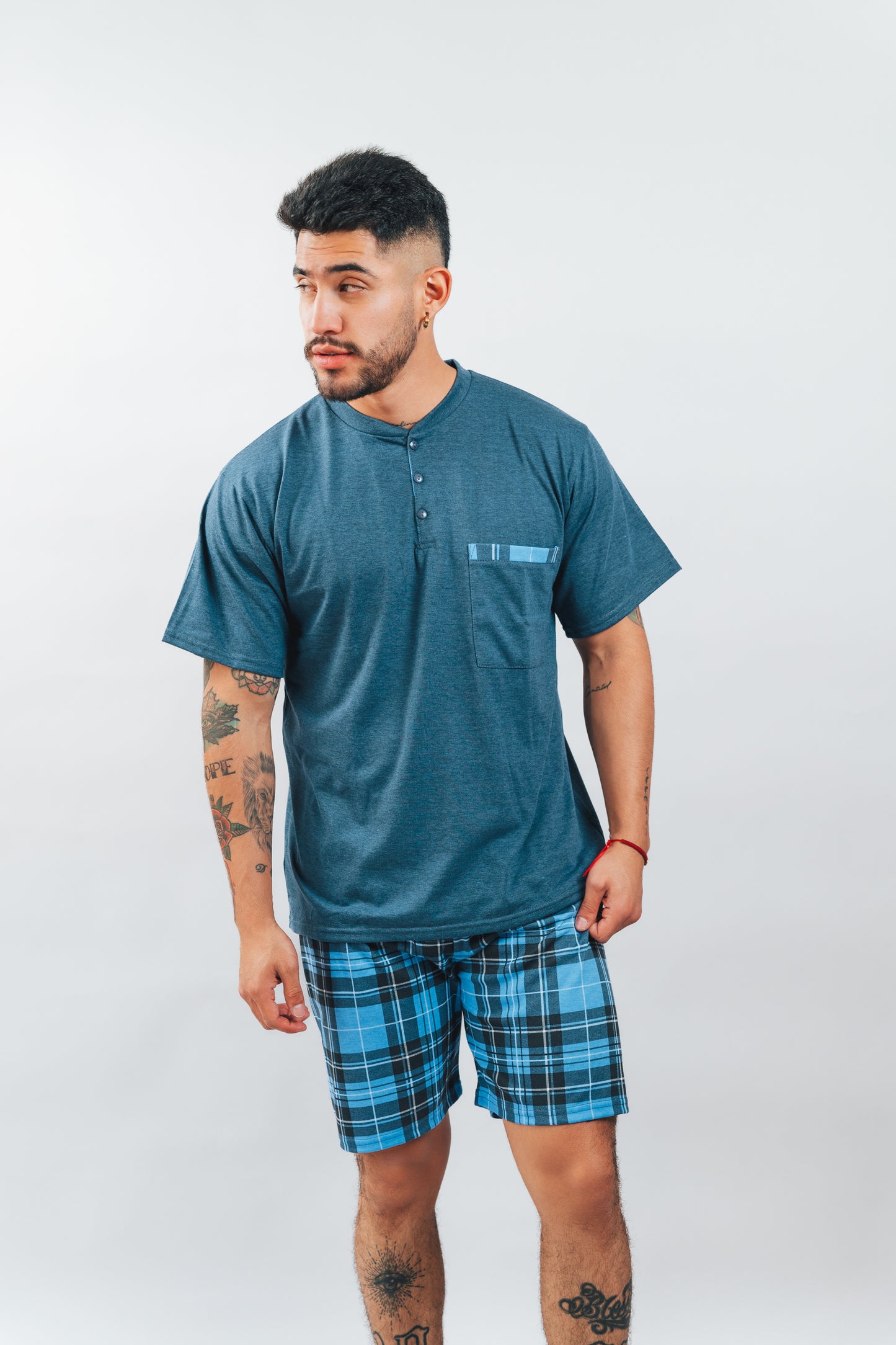 Pijama a Cuadros Short + Camiseta