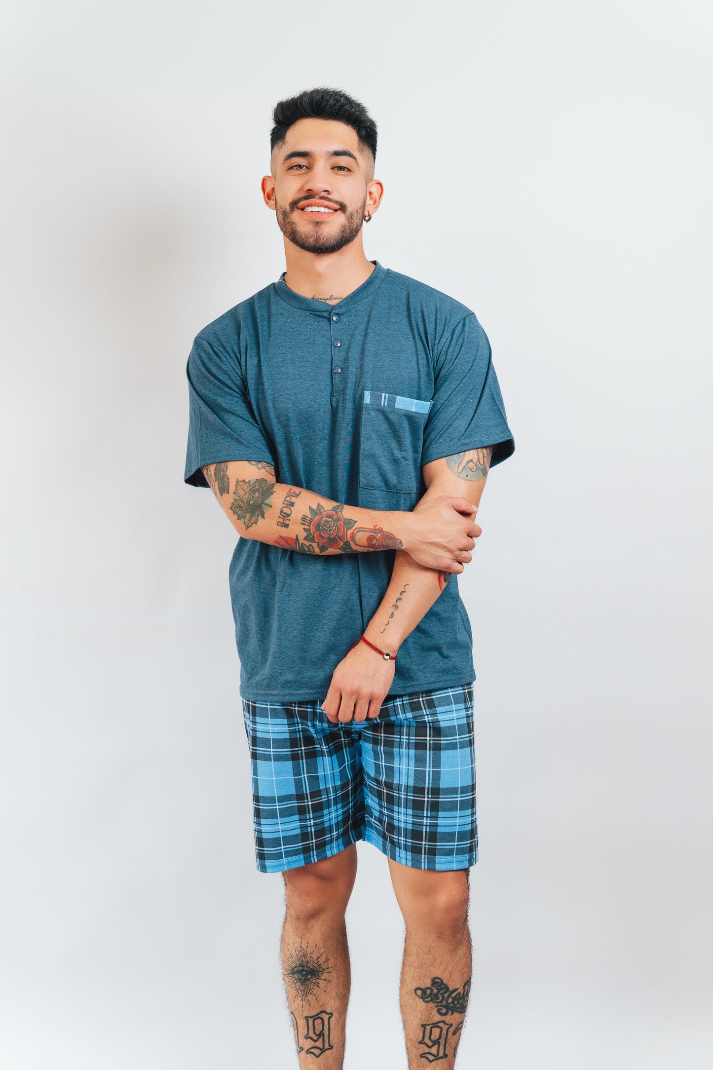 Pijama a Cuadros Short + Camiseta