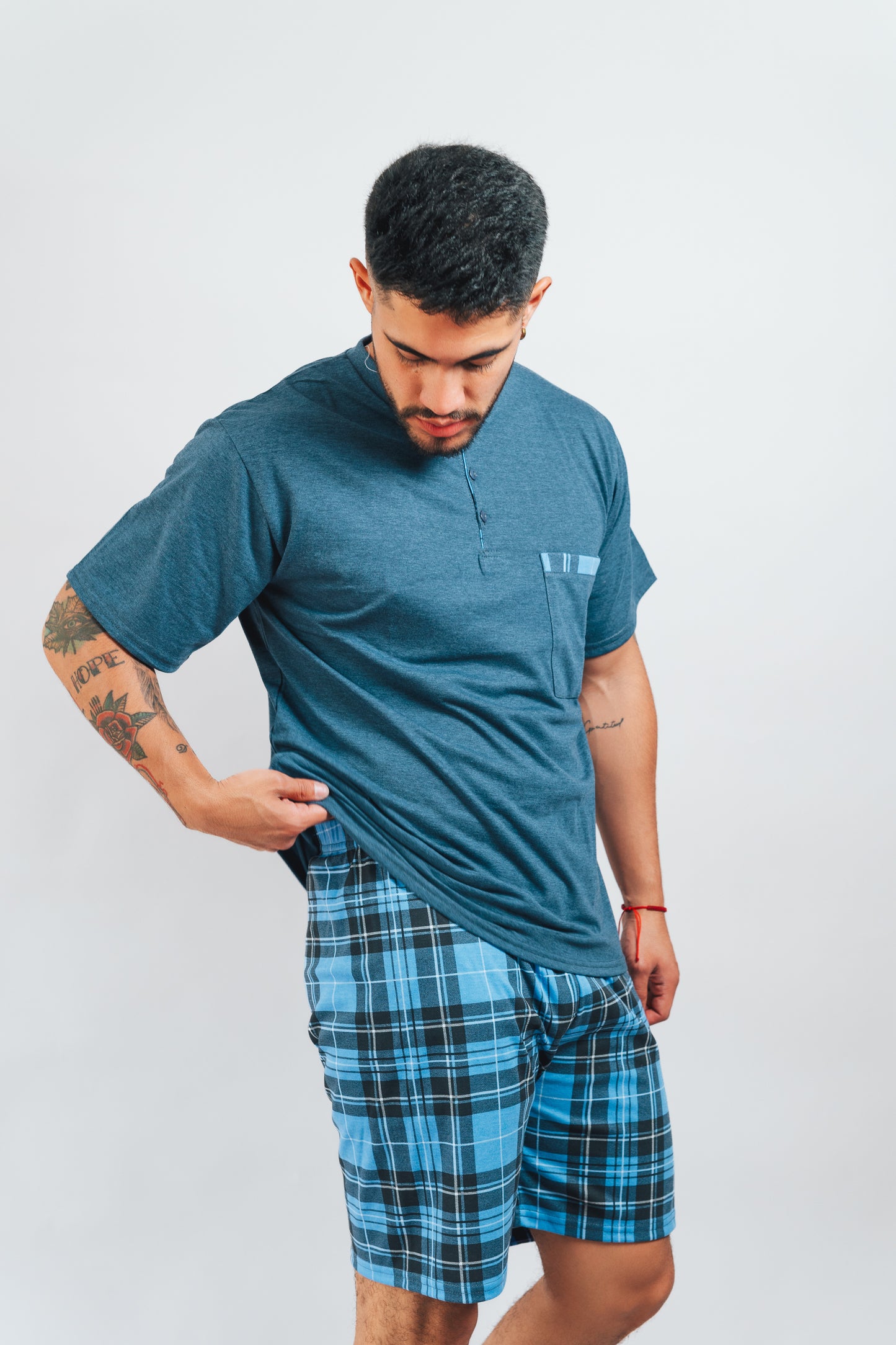 Pijama a Cuadros Short + Camiseta