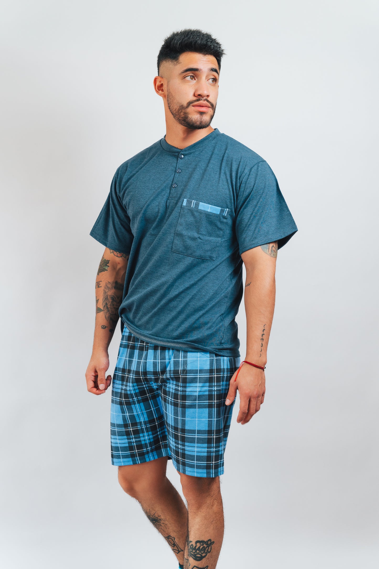 Pijama a Cuadros Short + Camiseta